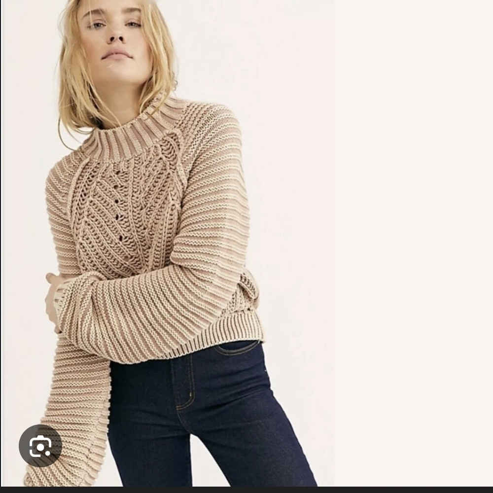 Free People Sweetheart Thick Knit Mock Neck Sweater Size XS